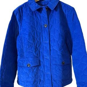 Talbots Quilted Corduroy Jacket, Bright Blue Women XL, Cozy, Preppy, Equestrian